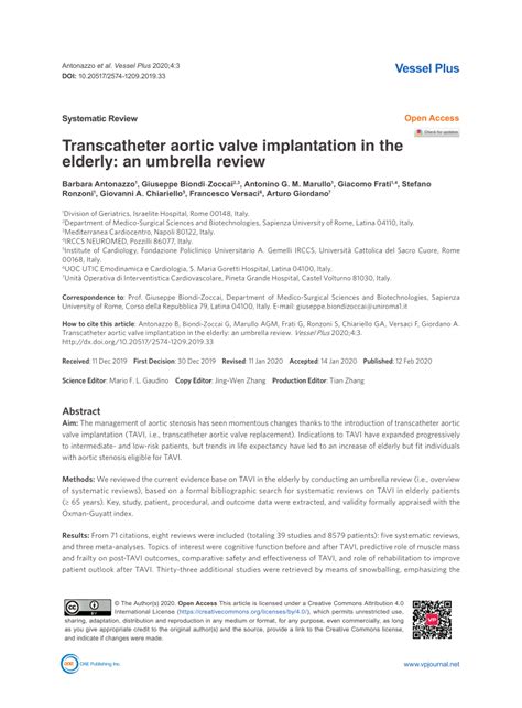 barbara antonazzo|Transcatheter aortic valve implantation in the elderly: an umbrella .